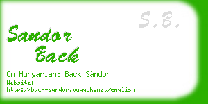 sandor back business card